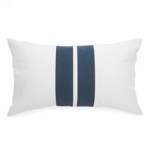 White rect cushion with blue stripes