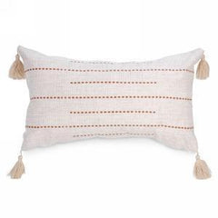 Beige rect cushion dot detail & tassel