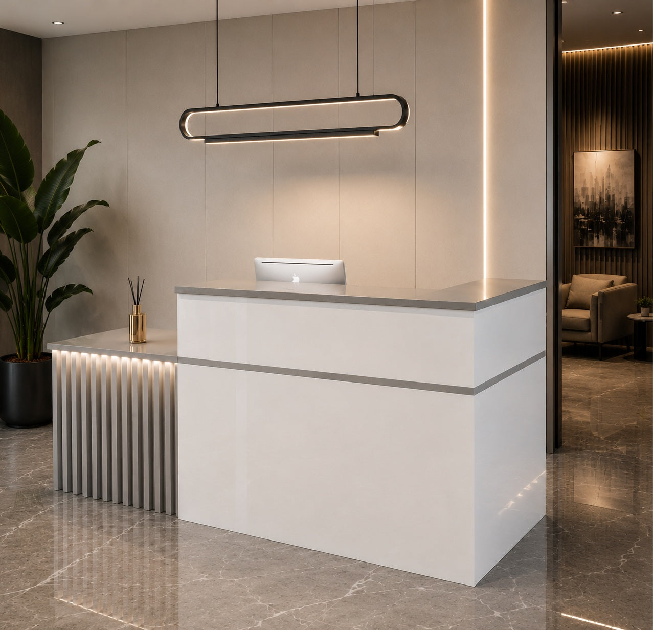 Stylish Customizable L shape Reception Desk