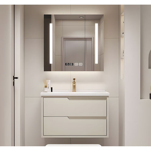 SUSAN Off White Modern Wall Mount Bathroom Vanity Set