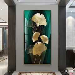 Luxurious Golden Ginkgo Leaf Wall Art