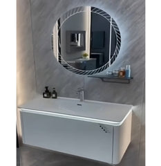 WHITE ICE II Luxury Wall Mount Bathroom Vanity & LED Mirror Set