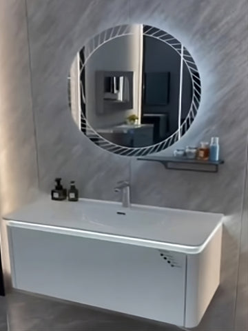 WHITE ICE II Luxury Wall Mount Bathroom Vanity & LED Mirror Set
