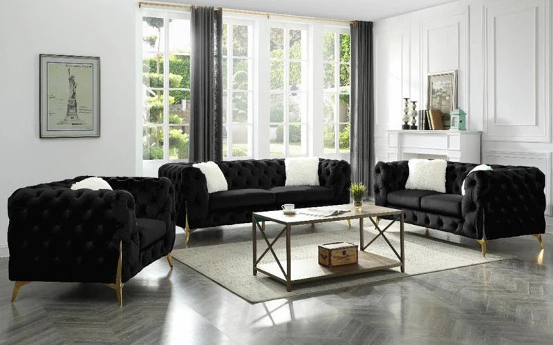 Manchester Tufted Velvet Sofa Set