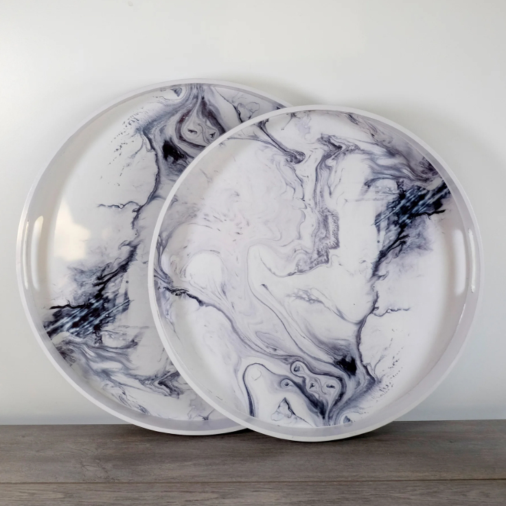 S/2 TRAYS MARBLE