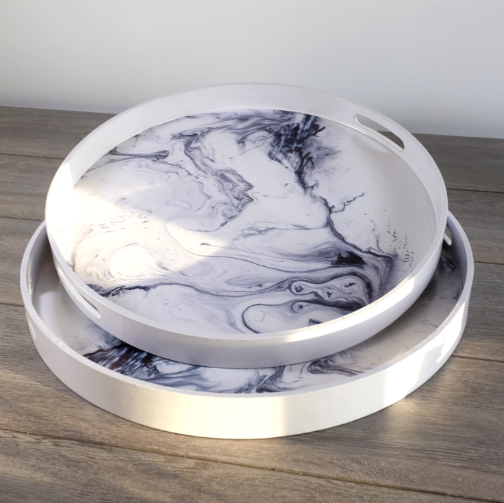 S/2 TRAYS MARBLE