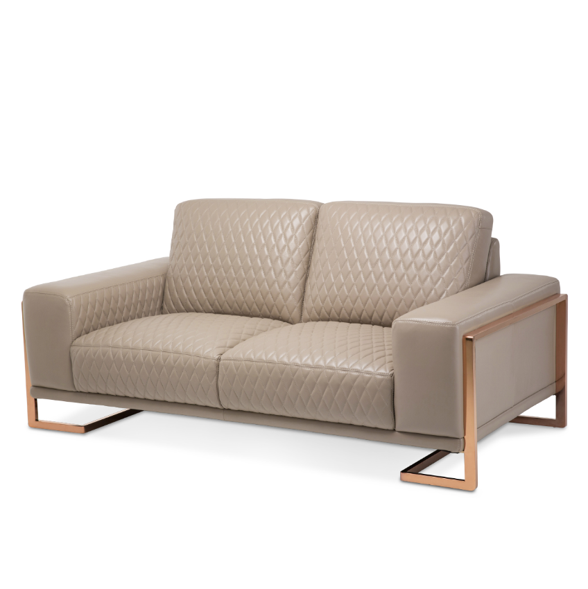 Mia Bella Gianna Leather Sofa - Lt. Coffee
