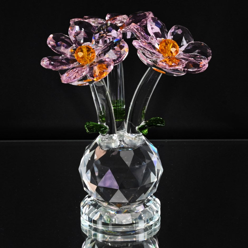 CRYSTAL PINK 3-DAISY Figurine Decoration