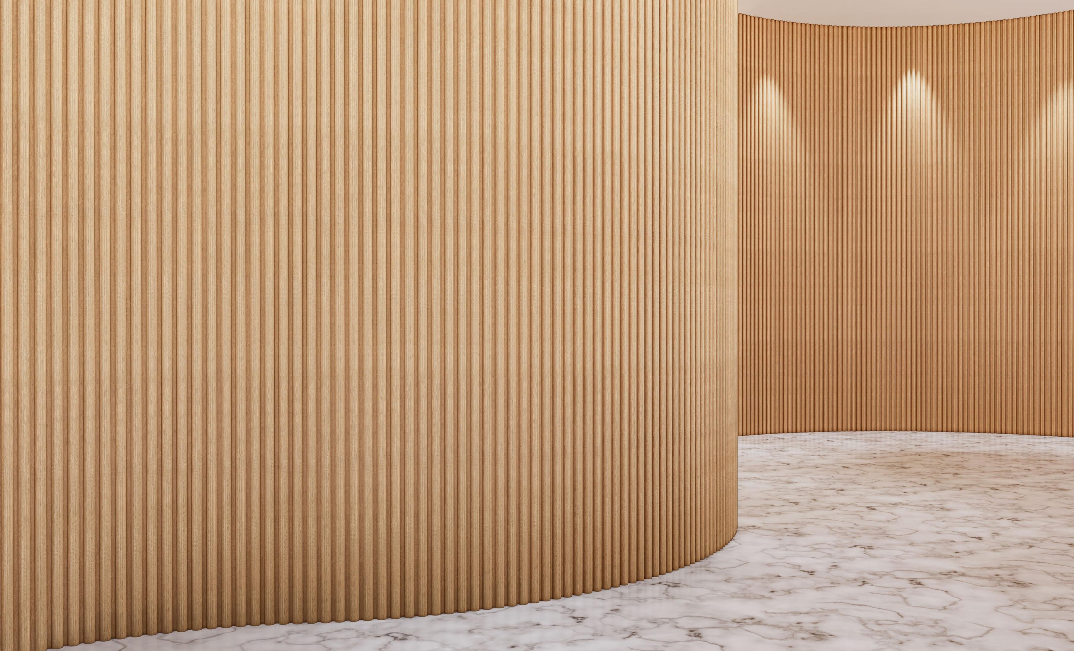Solid Ash Wood Rounded Flexible Slatwall Panel