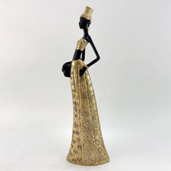 African Lady Gold Statue Decor - Northern Interiors