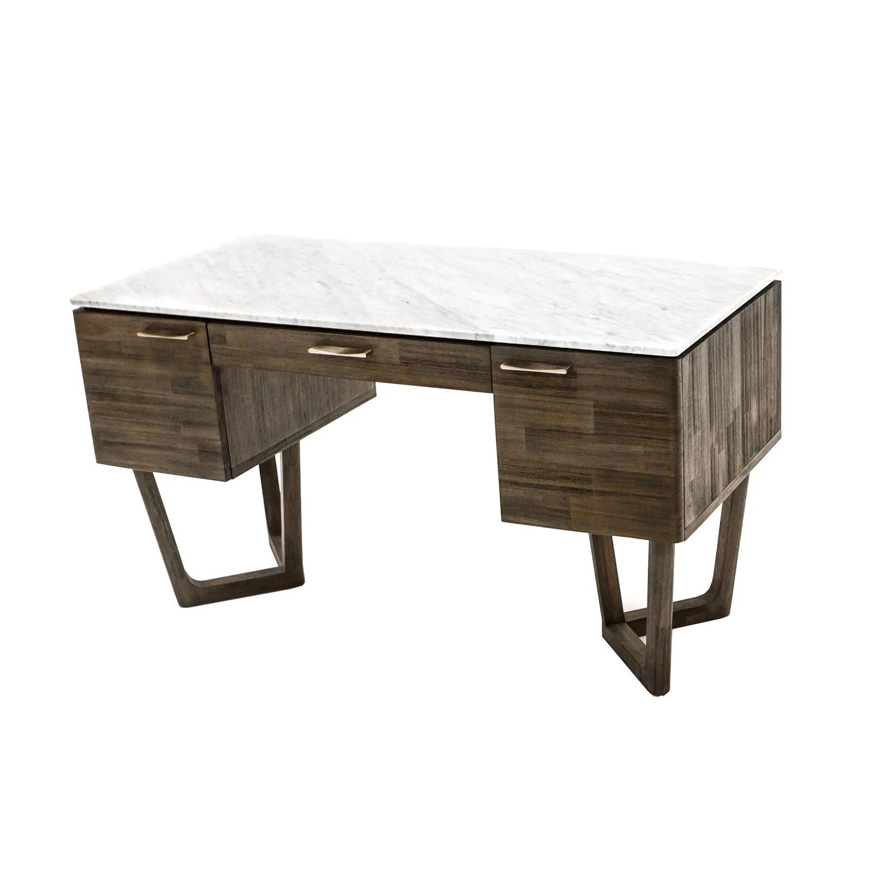 Aura Writing Compact Desk with Italian Carrara Marble Top - Northern Interiors