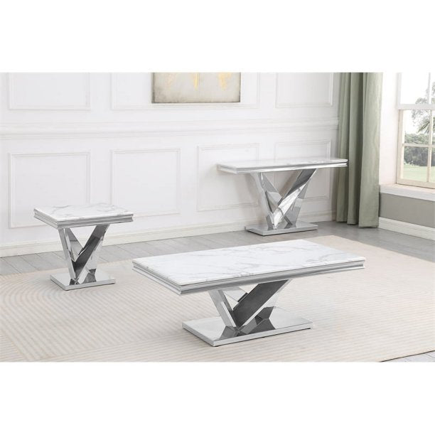 BREW HAVEN Marble Top Coffee Table