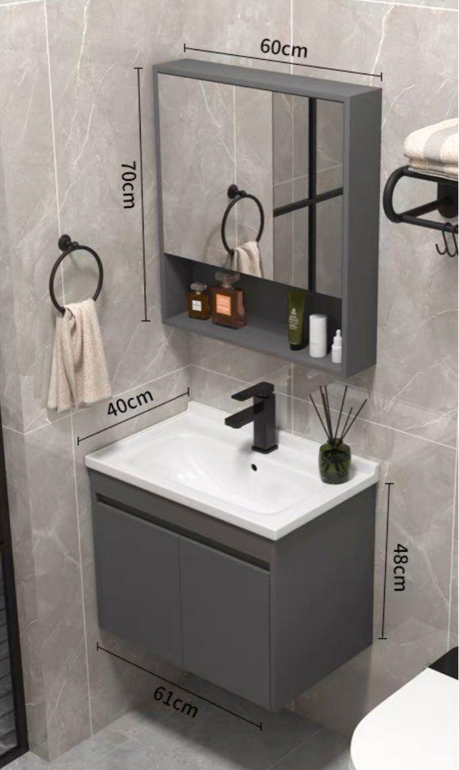 Black Modern Wall Mount Bathroom Vanity Set - Northern Interiors