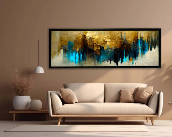 Abstract Gold and Blue Canvas Art