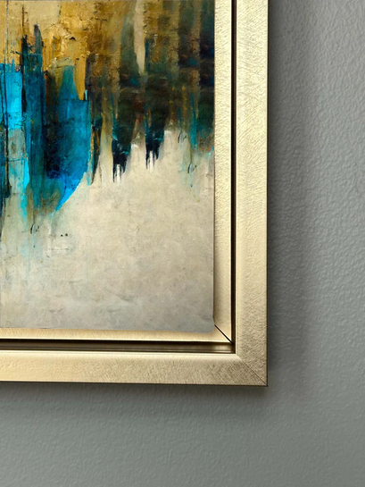 Abstract Gold and Blue Canvas Art