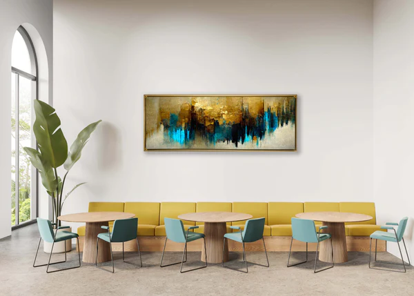 Abstract Gold and Blue Canvas Art