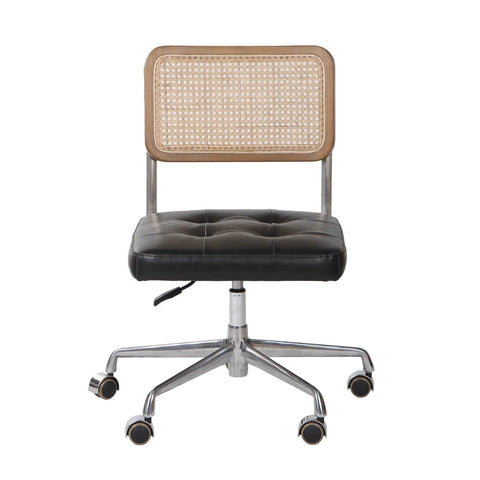 Cane back Leather Office Chair - Northern Interiors