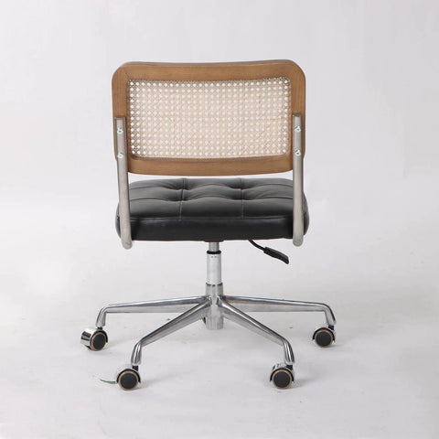 Cane back Leather Office Chair - Northern Interiors