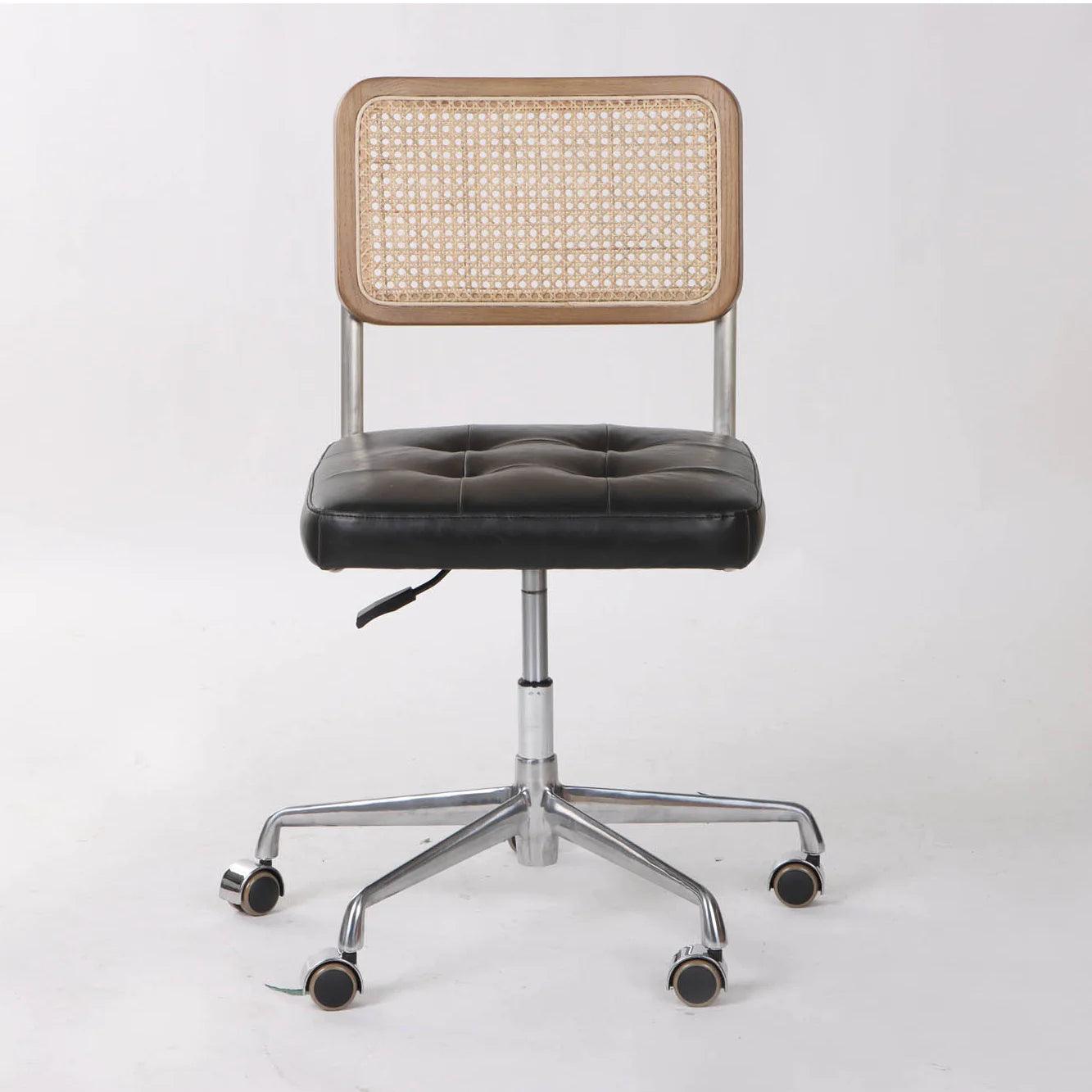 Cane back Leather Office Chair - Northern Interiors