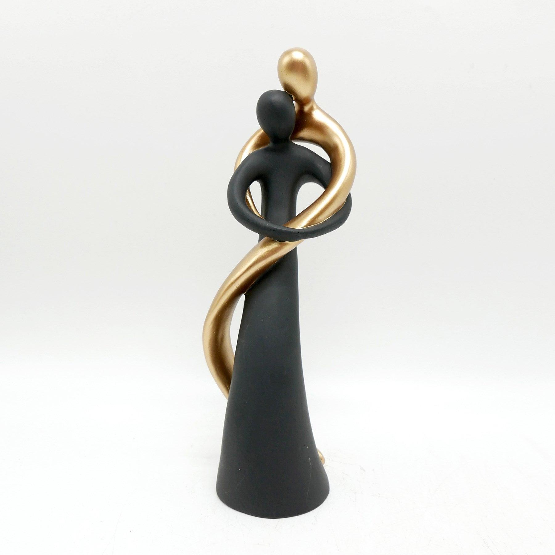 Couple Embrace Black & Gold Statue Decor - Northern Interiors