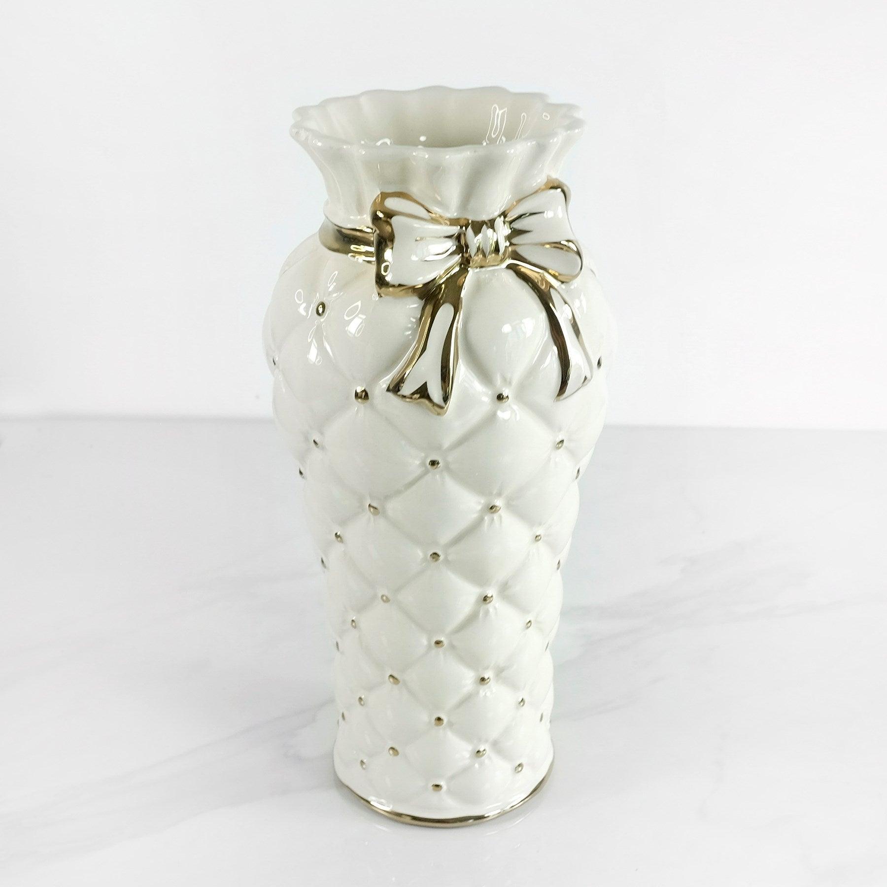 Cream & Gold Decorative Ceramic Table Vase - Northern Interiors