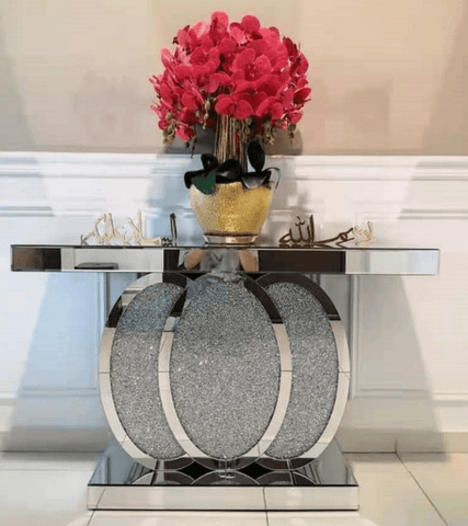 Crushed Diamond Spiral Mirrored Console Table - Northern Interiors