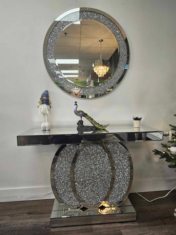 Crushed Diamond Spiral Mirrored Console Table - Northern Interiors