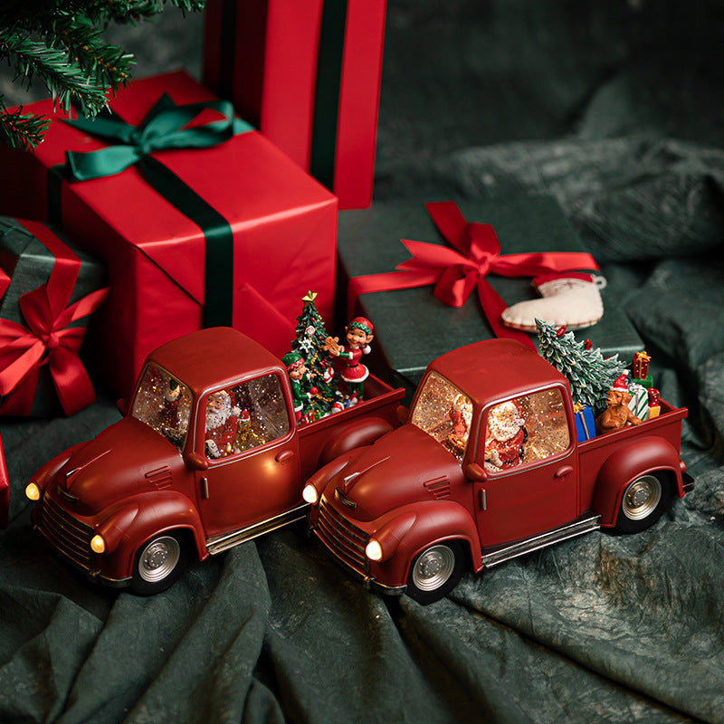 Santa Pick Up Truck Musical Box Chrismas Decor