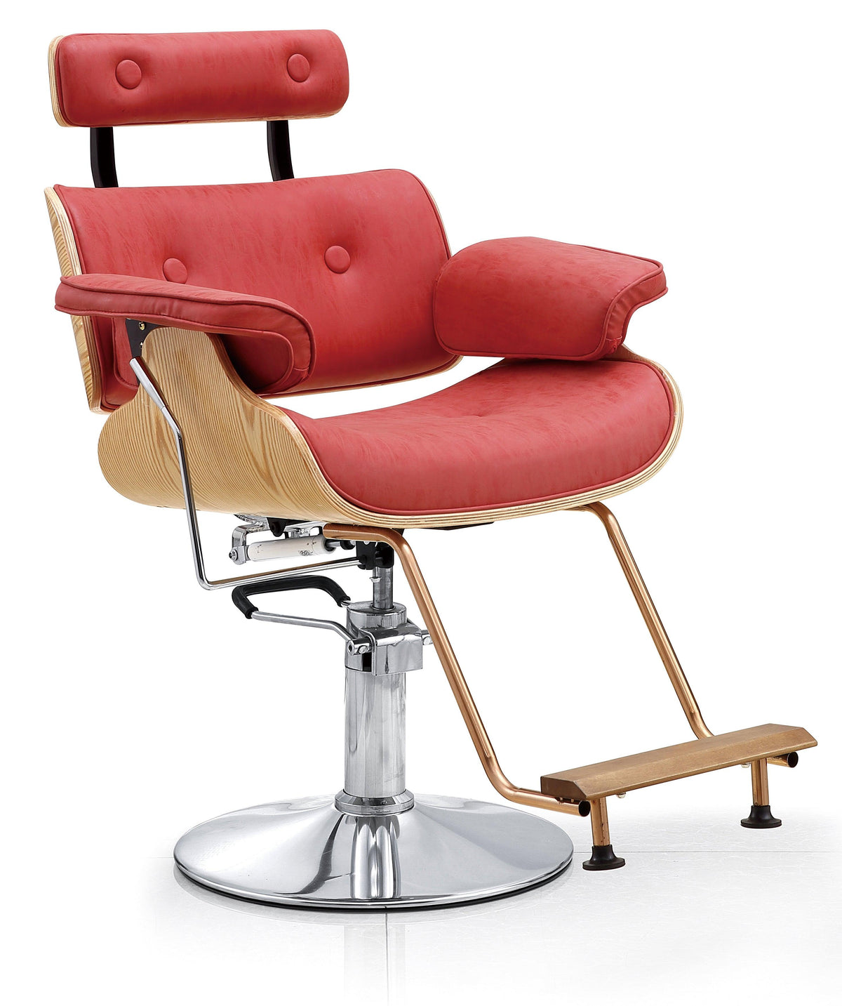 ELEANOR Stylish Red Salon Chair with Wood Finish Back - Northern Interiors