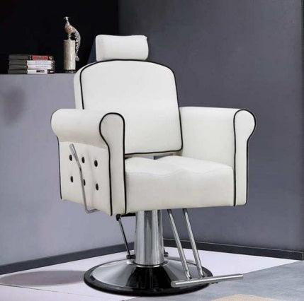 ELSALVADOR Vanquish White Leather Barber Chair - Northern Interiors