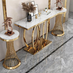 Fiore Stainless steel Marble Top Console Table - Northern Interiors