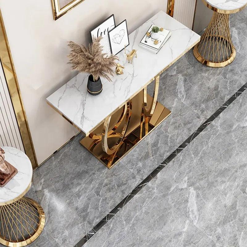 Fiore Stainless steel Marble Top Console Table - Northern Interiors
