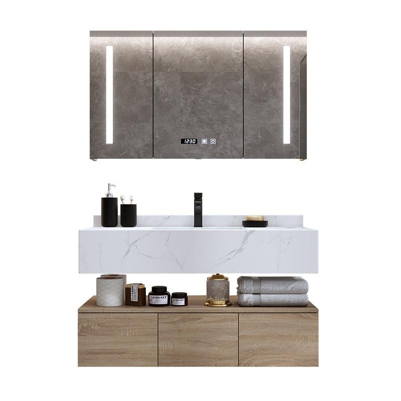 FLOATING-OAK Wall Mount Bathroom Vanity & LED Mirror Cabinet - Northern Interiors