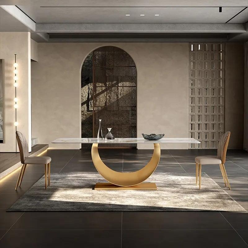 Golden Arch Modern Stone Top Dining Set - Northern Interiors
