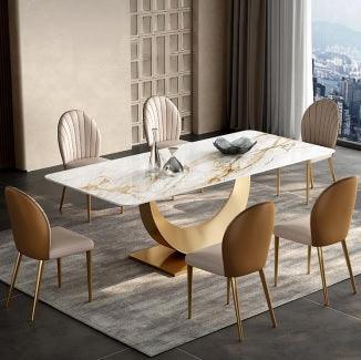 Golden Arch Modern Stone Top Dining Set - Northern Interiors