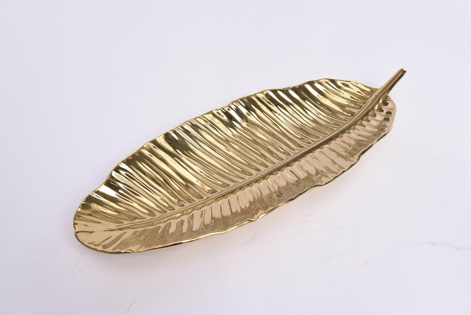 Golden Leaf Ceramic Tray Decor - Northern Interiors