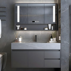 Gray Luxury Wall Mount Bathroom Vanity & LED Mirror Cabinet Set - Northern Interiors