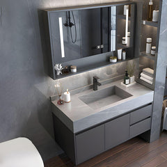 Gray Luxury Wall Mount Bathroom Vanity & LED Mirror Cabinet Set - Northern Interiors