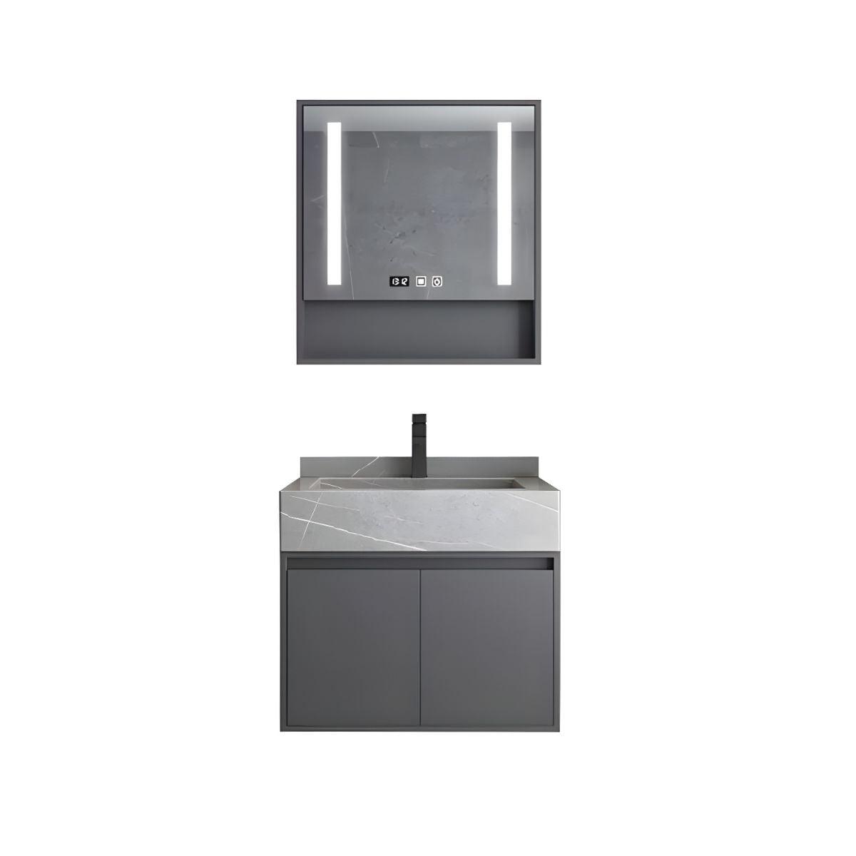 Gray Luxury Wall Mount Bathroom Vanity & LED Mirror Cabinet Set - Northern Interiors