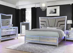 Illumi Passion Crush diamond mirrored LED Bed Set - Northern Interiors