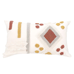 Rectangle Tufted Cushion Ocher/Ivory & Fringe
