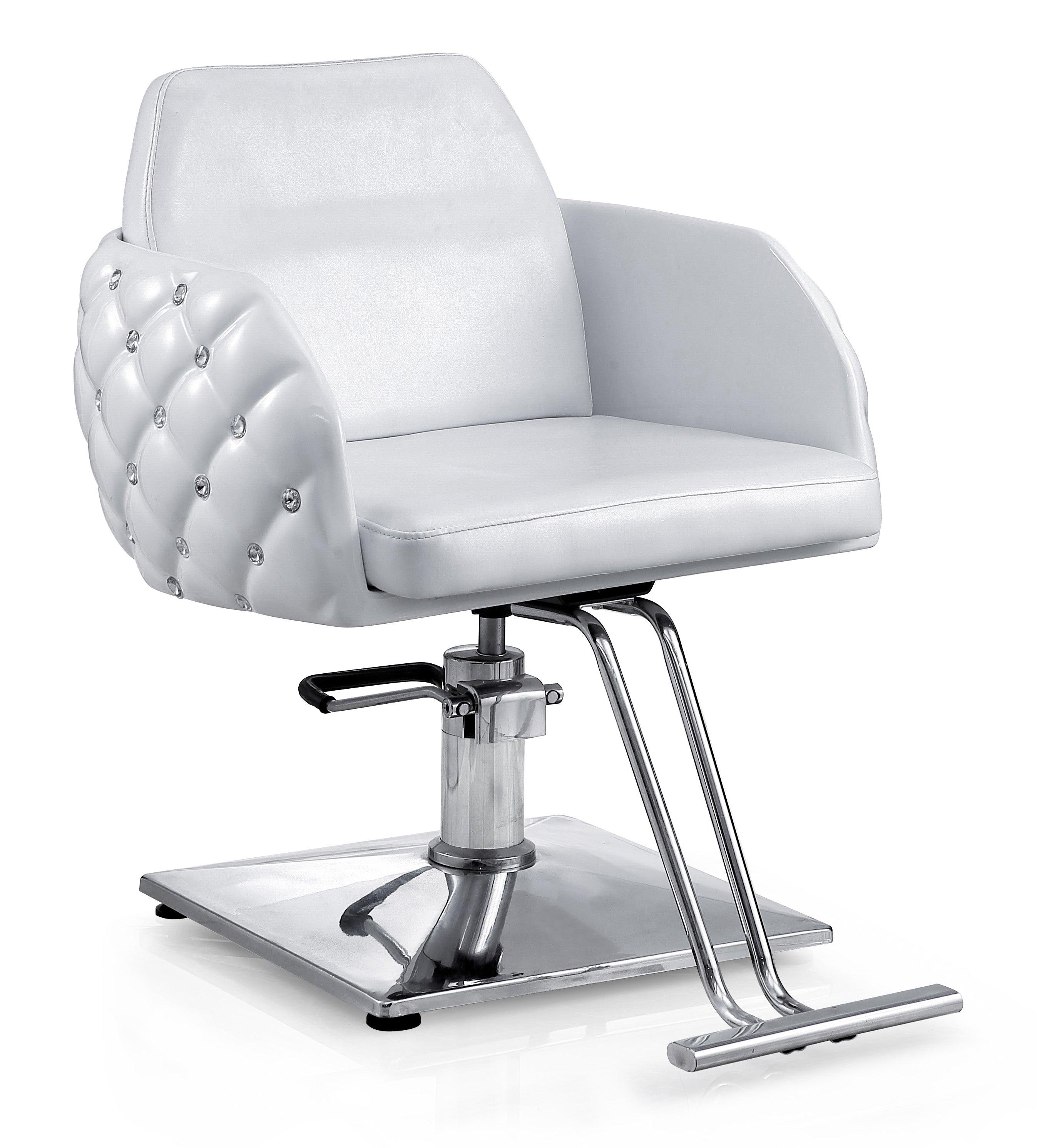 INESSA White Buttoned Luxury Leather Barber Chair - Northern Interiors