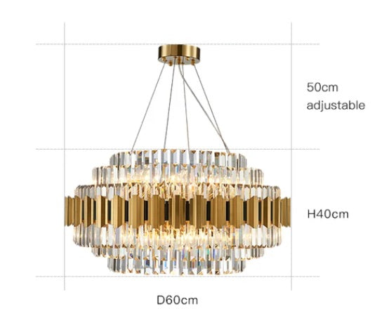 RISETTE Luxury Gold Crystal Chandelier