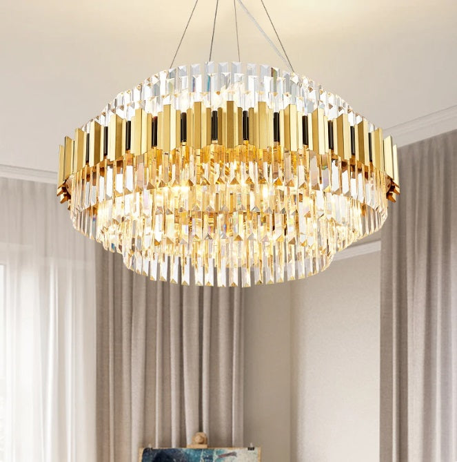 RISETTE Luxury Gold Crystal Chandelier