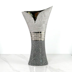 Lustrous Grey Silver Ceramic Vase - Northern Interiors
