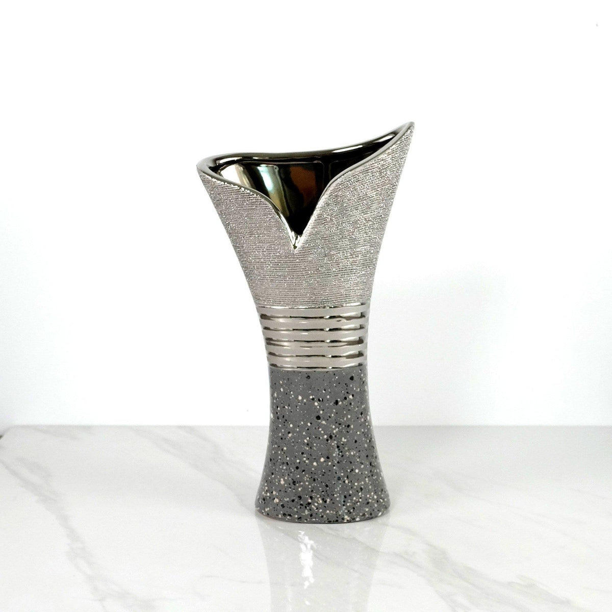 Lustrous Grey Silver Ceramic Vase - Northern Interiors