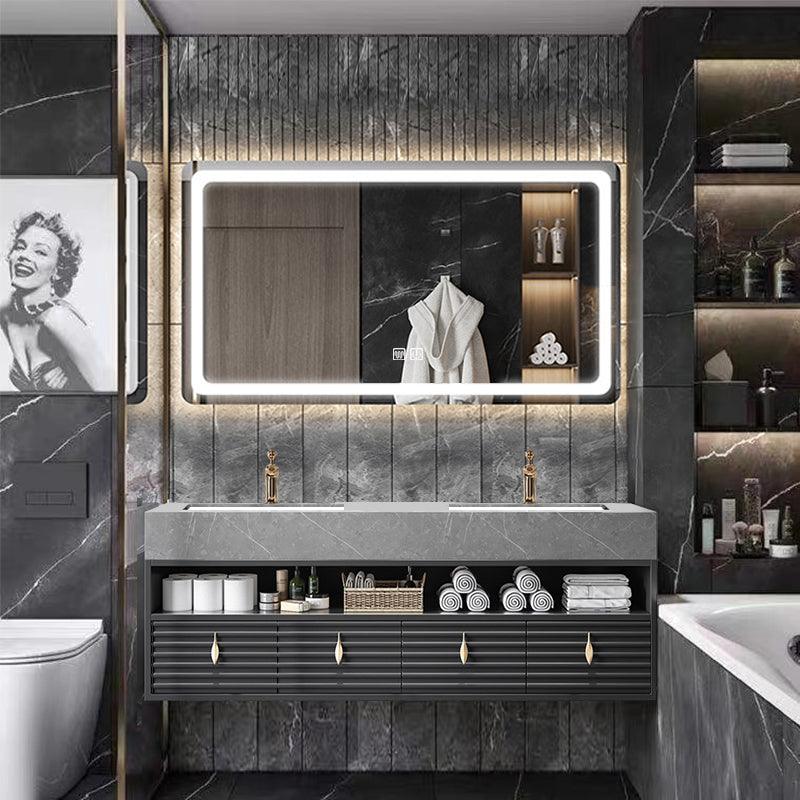 Luxury Double Sink Wall Mount Bathroom Vanity & LED Mirror Cabinet - Northern Interiors