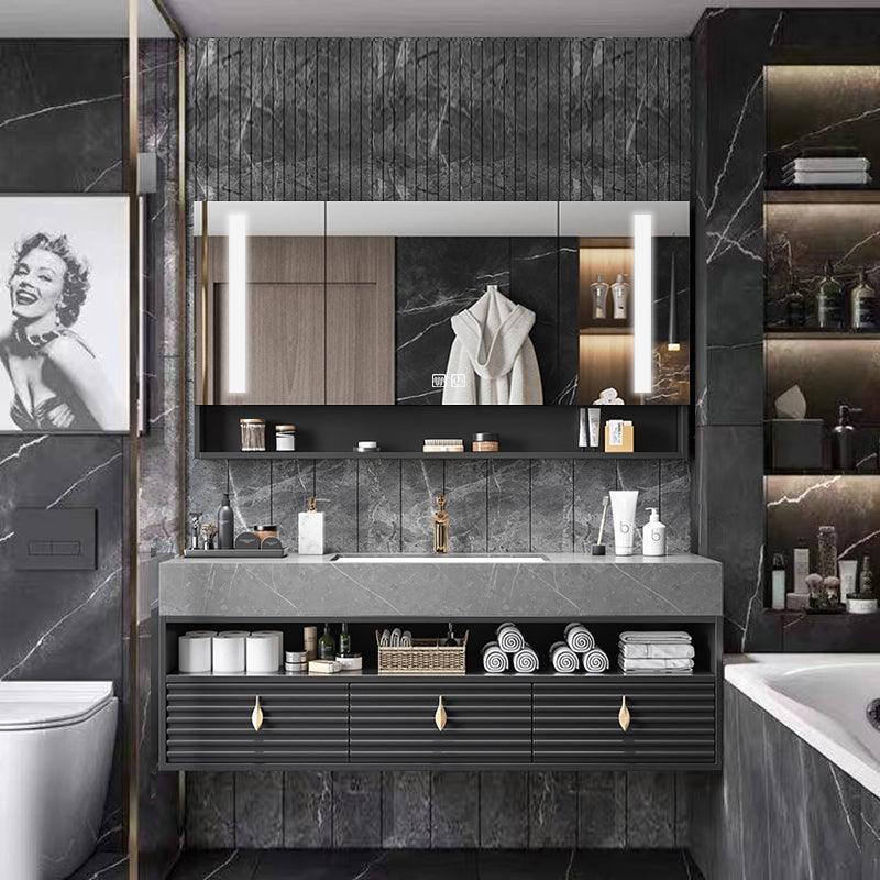 Luxury Double Sink Wall Mount Bathroom Vanity & LED Mirror Cabinet - Northern Interiors