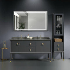 Mason Gray Bathroom Vanity Set with Gold Trim - Northern Interiors