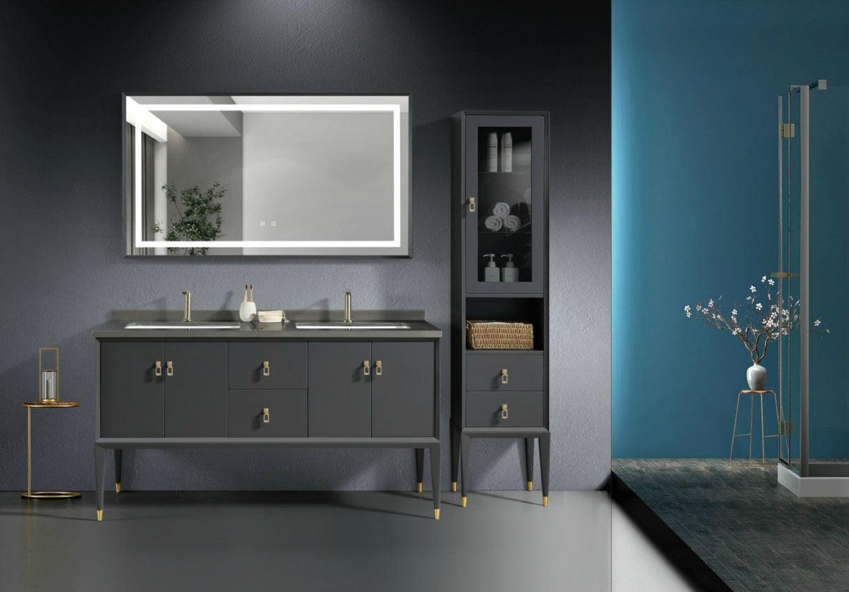 Mason Gray Bathroom Vanity Set with Gold Trim - Northern Interiors